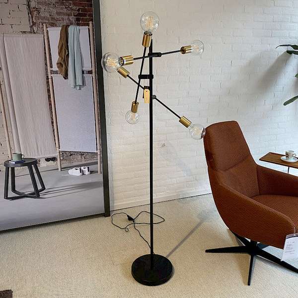 hart Lelie Ultieme Dome Deco metal black & gold staande lamp | Showroommodellen.nl