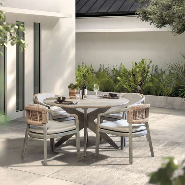 Castle Line Teak Grey tuintafel  Ø135 met tuinstoel (set van 5) - Showroom