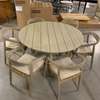 Castle Line Teak Grey tuintafel - Ø135 met tuinstoel (set van 6) - Zijaanzicht links