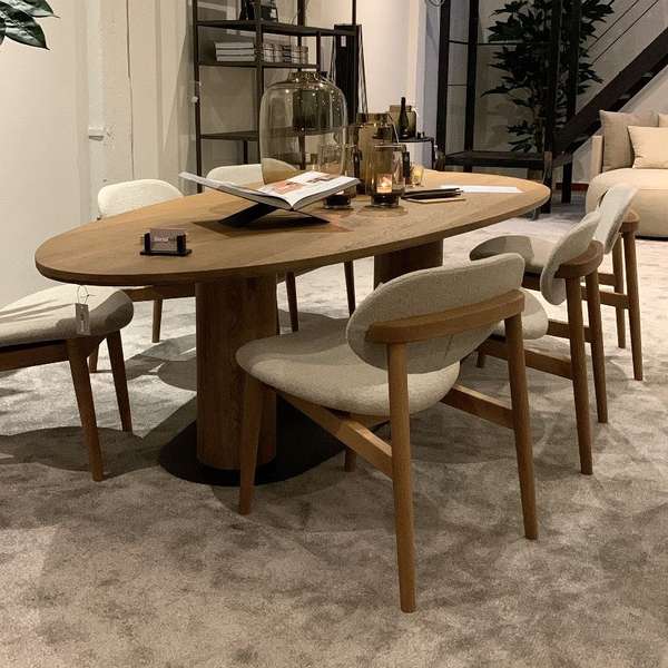 Passe Partout Bombay Low Dining eettafel - 280x123 met eetkamerstoel (set van 6) - Showroom