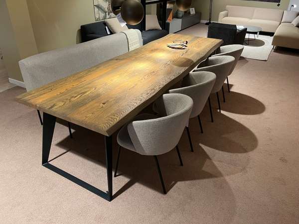 Cartel Living Nouvion eettafel - 300x100 met Mesa eetkamerstoel (set van 4) en Ness eetbank - Materiaal