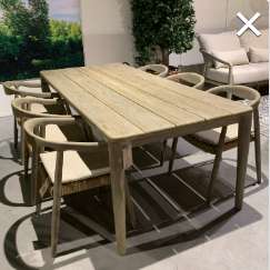 Castle Line Teak Grey tuintafel met tuinstoel (set van 8) - Showroom